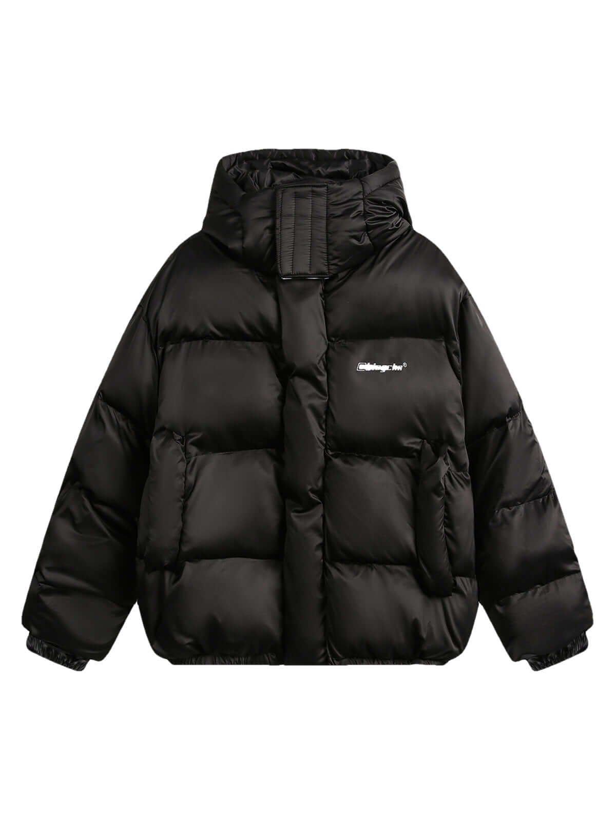 Vintage Print Stand Collar Hooded Puffer Jacket Winter Style - 10508