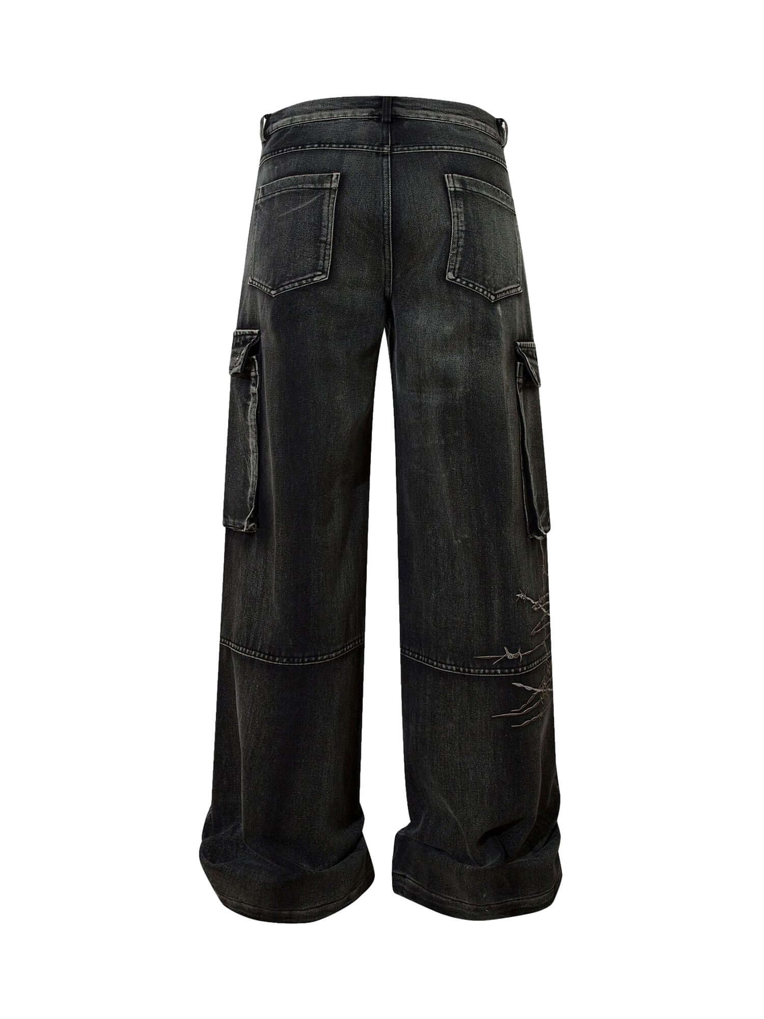 High Street Embroidery Hip Hop Jeans Urban Streetwear Style - 8002