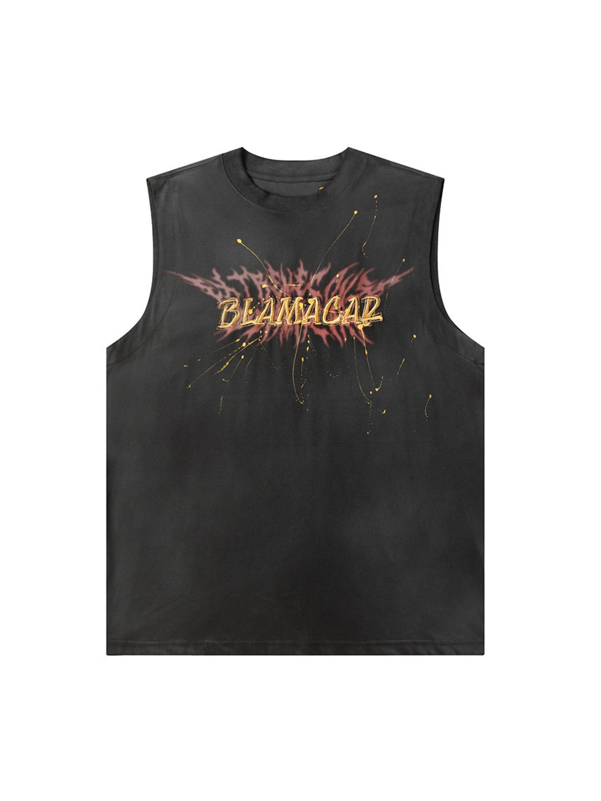 Street Embroidery Deformed Letter Print Vest Streetwear