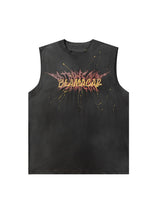 Street Embroidery Deformed Letter Print Vest Streetwear
