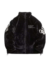 Make a bold impression with the Street Letter Embroidered Fleece Jacket. Crafted from ultra-soft faux fur, this oversized winter essential combines warmth, comfort, and eye-catching streetwear design. The jacket features bold embroidered text across the b