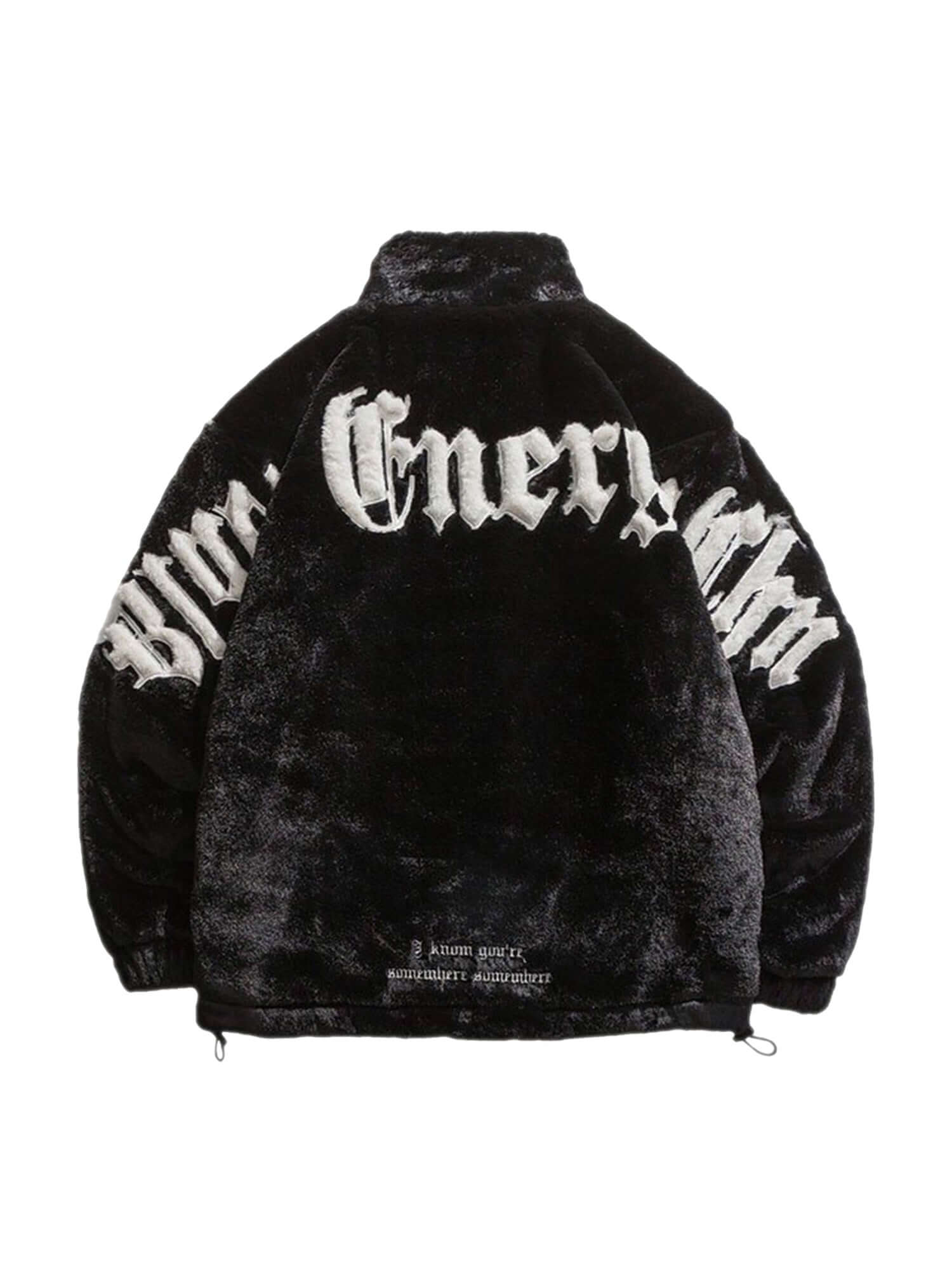 Make a bold impression with the Street Letter Embroidered Fleece Jacket. Crafted from ultra-soft faux fur, this oversized winter essential combines warmth, comfort, and eye-catching streetwear design. The jacket features bold embroidered text across the b