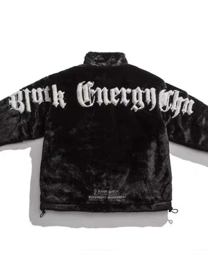Make a bold impression with the Street Letter Embroidered Fleece Jacket. Crafted from ultra-soft faux fur, this oversized winter essential combines warmth, comfort, and eye-catching streetwear design. The jacket features bold embroidered text across the b