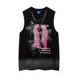 Street Necklace Graffiti Spray Painted Vest Streetwear