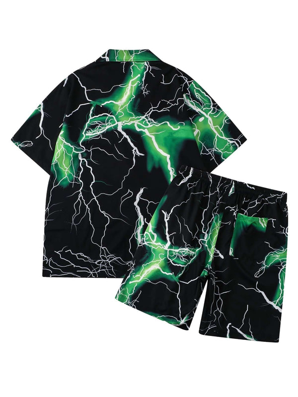 Street Rap Lightning Printed Short Sets Streetwear