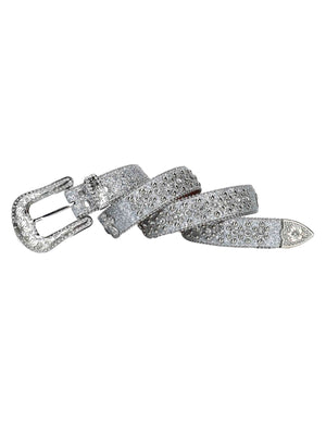 Add bold sparkle to your look with the Studded Rhinestone Belt — a luxe accessory designed to turn heads. Crafted from durable genuine leather, this belt features detailed stitching, an ornate rhinestone-encrusted buckle, and shimmering studs throughout.