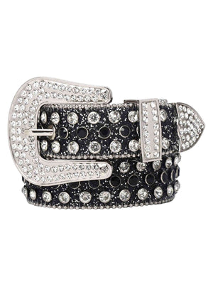 Upgrade your streetwear with the Studded Rhinestone Hip Hop Belt — a statement piece that blends bold attitude with sparkling glam. Crafted from durable genuine leather, this belt features shimmering rhinestone studs and metallic accents, finished with a