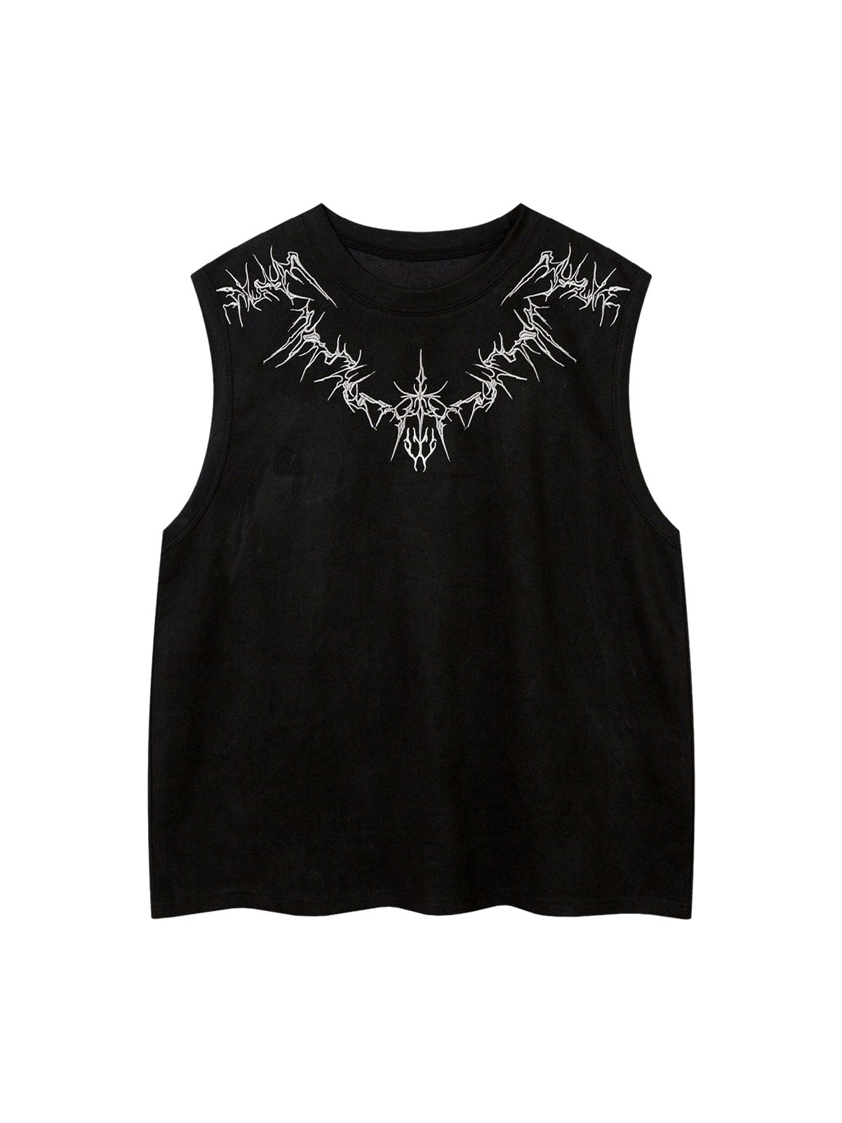 Suede Thorn Embroidered Vest Streetwear