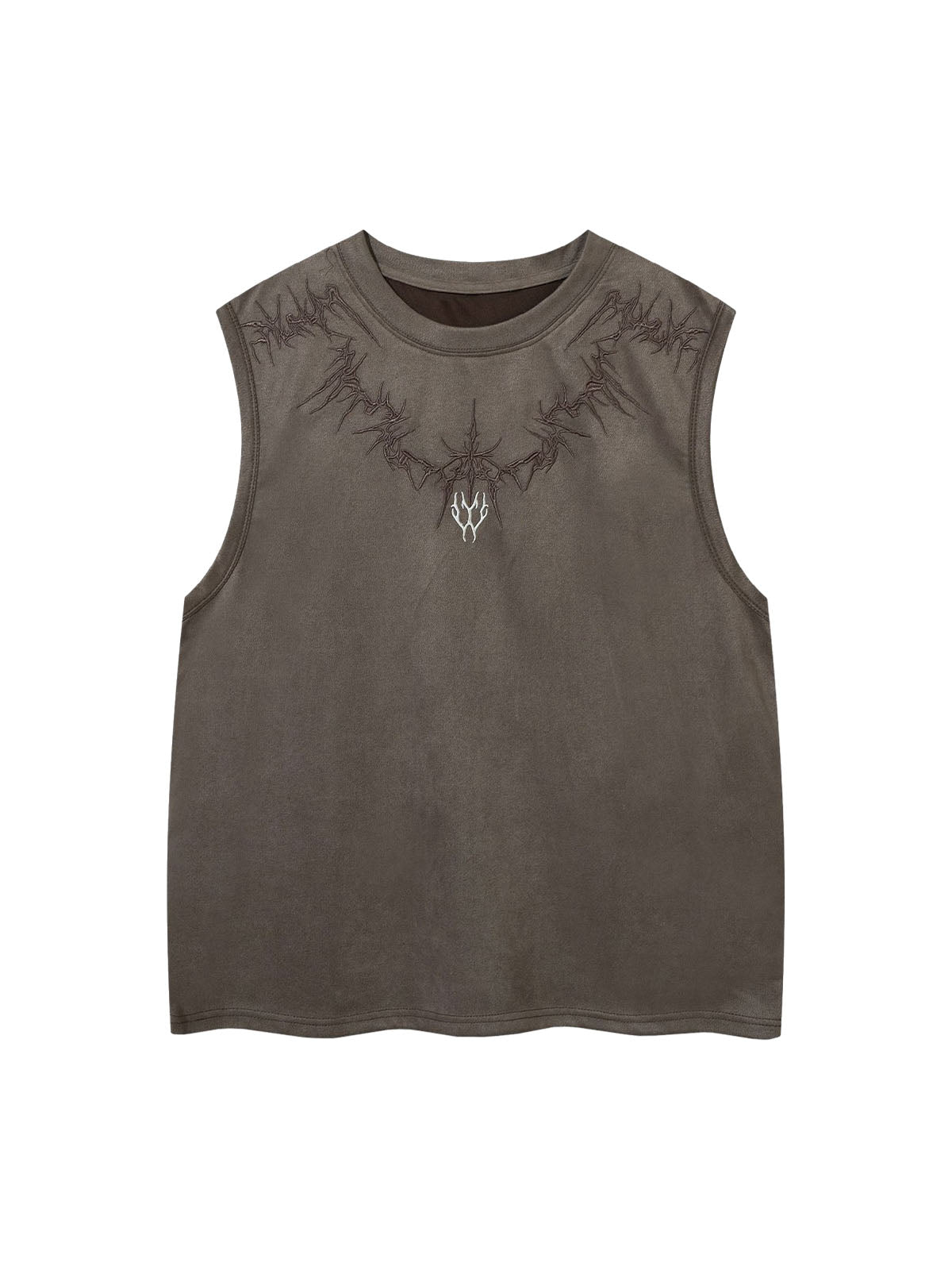 Suede Thorn Embroidered Vest Streetwear