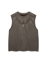 Suede Thorn Embroidered Vest Streetwear
