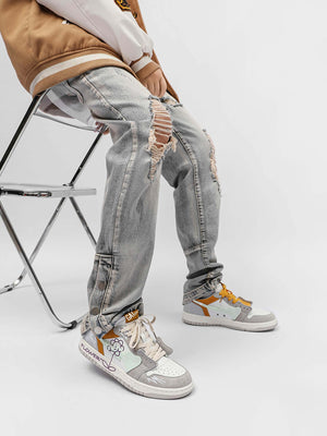 Step up your streetwear game with the Sunflower Hip-Hop Skate Shoes — where bold design meets ultimate comfort. Crafted from premium leather and suede, these sneakers feature a unique zipper closure for easy wear, reflective details for added flair, and s