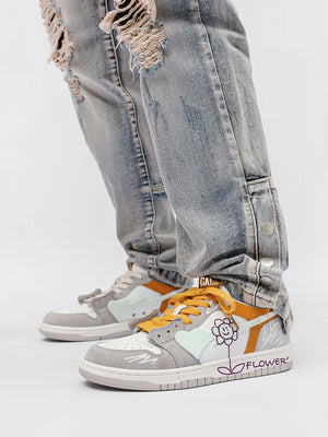 Step up your streetwear game with the Sunflower Hip-Hop Skate Shoes — where bold design meets ultimate comfort. Crafted from premium leather and suede, these sneakers feature a unique zipper closure for easy wear, reflective details for added flair, and s