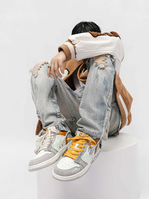 Step up your streetwear game with the Sunflower Hip-Hop Skate Shoes — where bold design meets ultimate comfort. Crafted from premium leather and suede, these sneakers feature a unique zipper closure for easy wear, reflective details for added flair, and s