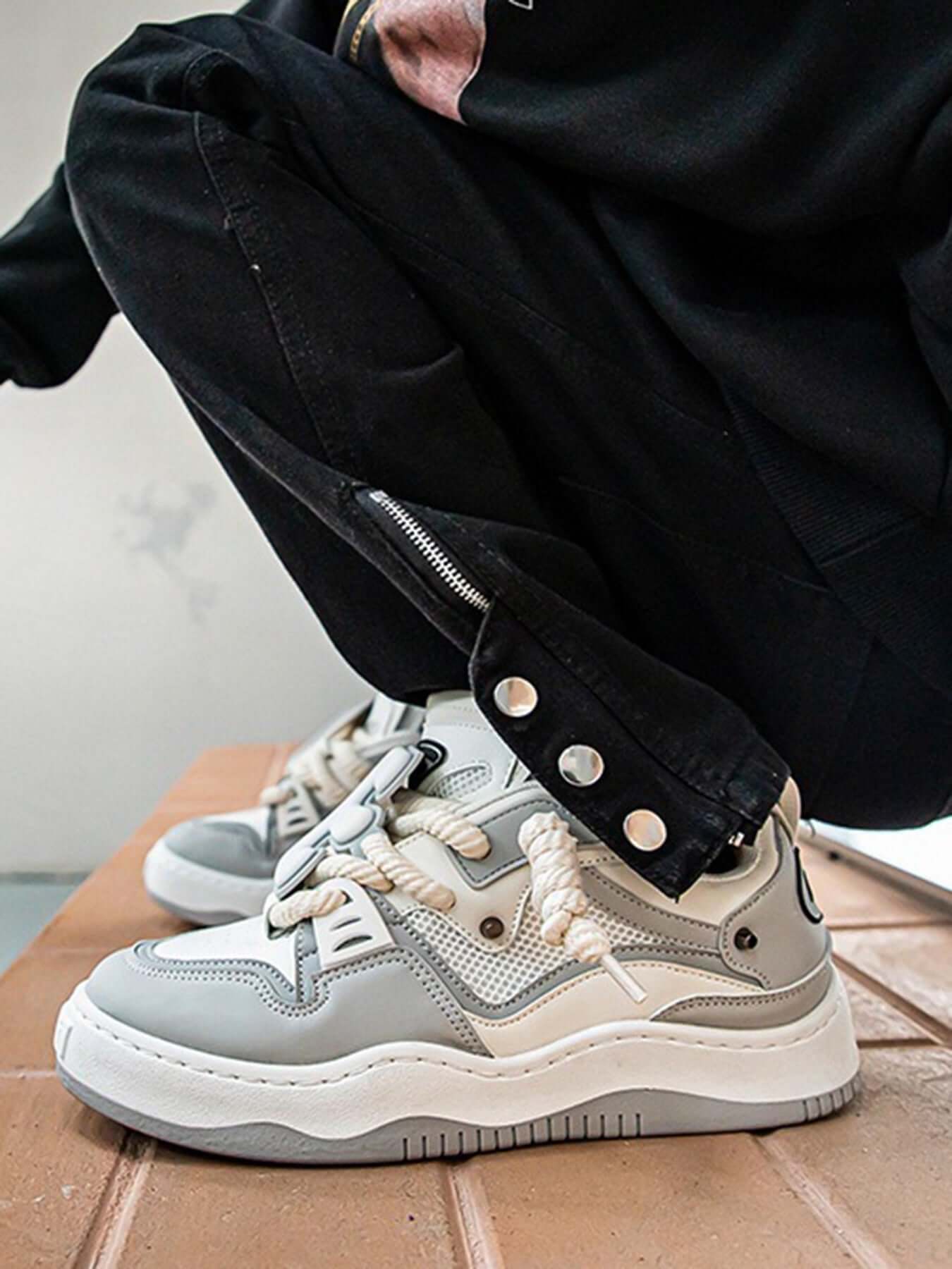 Stay active and stylish with The Niche Thick Bottom Hundred With Board Shoes — a perfect fusion of functionality and modern design. Crafted from breathable mesh and durable synthetic leather, these sneakers feature easy-to-adjust velcro straps for a secur