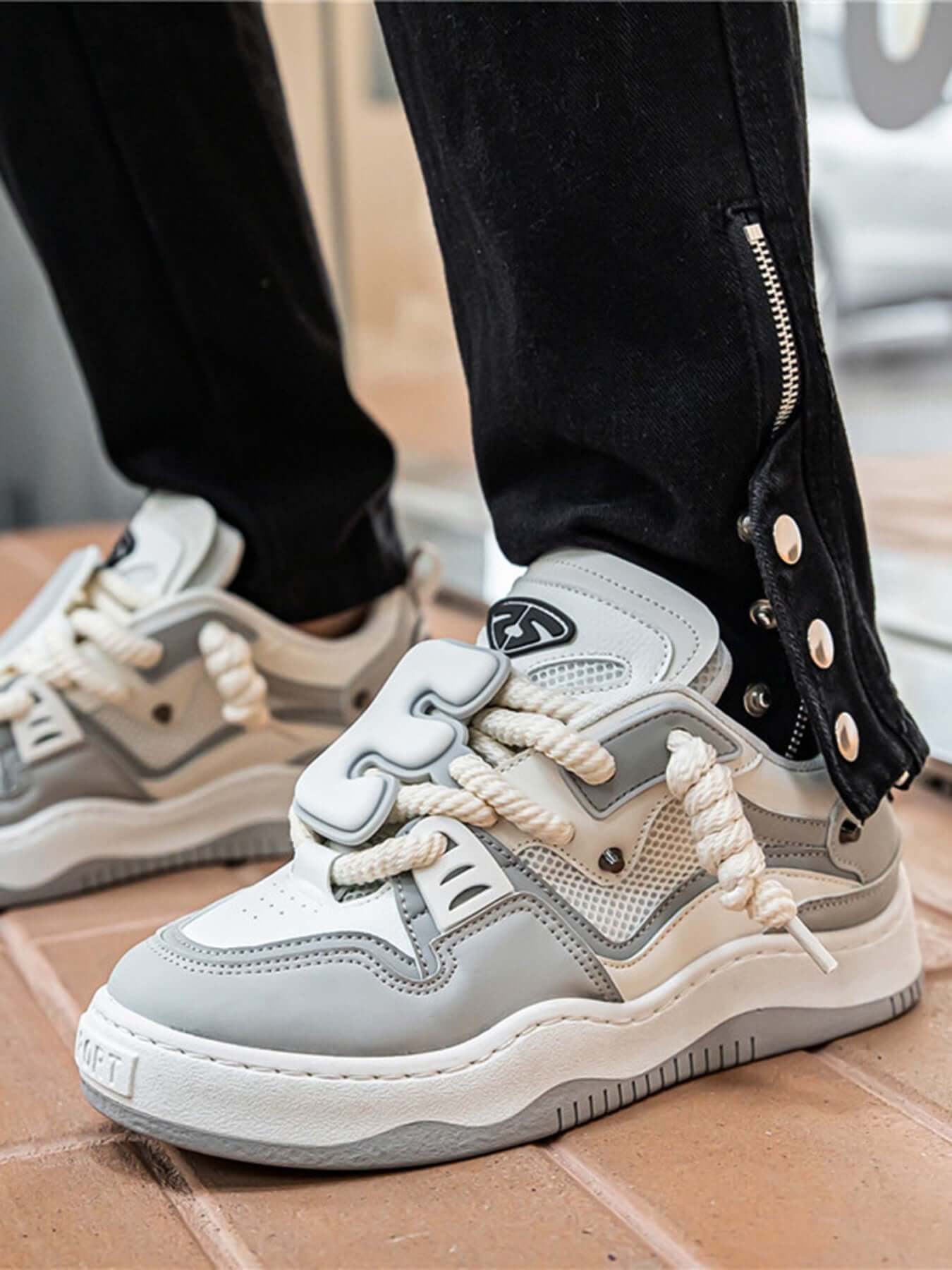 Stay active and stylish with The Niche Thick Bottom Hundred With Board Shoes — a perfect fusion of functionality and modern design. Crafted from breathable mesh and durable synthetic leather, these sneakers feature easy-to-adjust velcro straps for a secur