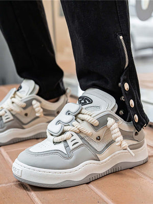 Stay active and stylish with The Niche Thick Bottom Hundred With Board Shoes — a perfect fusion of functionality and modern design. Crafted from breathable mesh and durable synthetic leather, these sneakers feature easy-to-adjust velcro straps for a secur