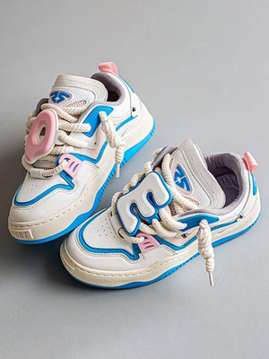 Stay active and stylish with The Niche Thick Bottom Hundred With Board Shoes — a perfect fusion of functionality and modern design. Crafted from breathable mesh and durable synthetic leather, these sneakers feature easy-to-adjust velcro straps for a secur