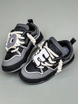 Stay active and stylish with The Niche Thick Bottom Hundred With Board Shoes — a perfect fusion of functionality and modern design. Crafted from breathable mesh and durable synthetic leather, these sneakers feature easy-to-adjust velcro straps for a secur