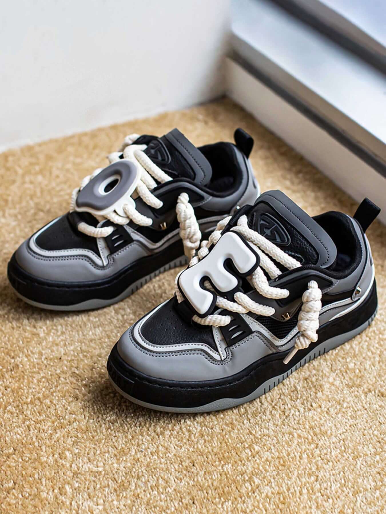 Stay active and stylish with The Niche Thick Bottom Hundred With Board Shoes — a perfect fusion of functionality and modern design. Crafted from breathable mesh and durable synthetic leather, these sneakers feature easy-to-adjust velcro straps for a secur