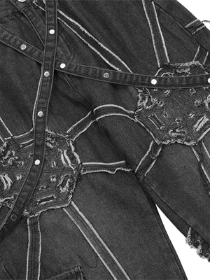 Thesupermade High Street Hip-Hop Spider Web Denim Pants-1512 Xokool ®