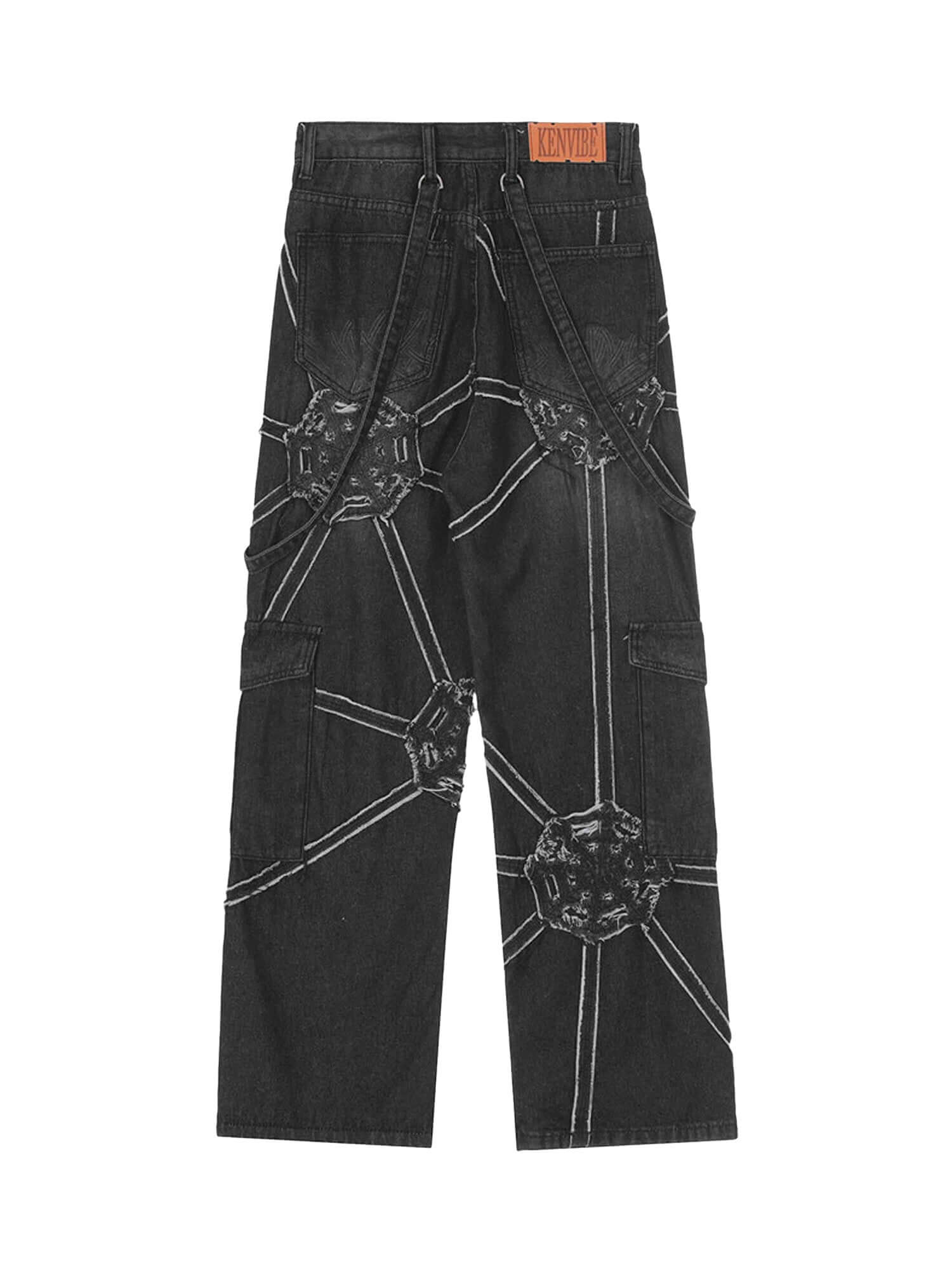 Thesupermade High Street Hip-Hop Spider Web Denim Pants-1512 Xokool ®