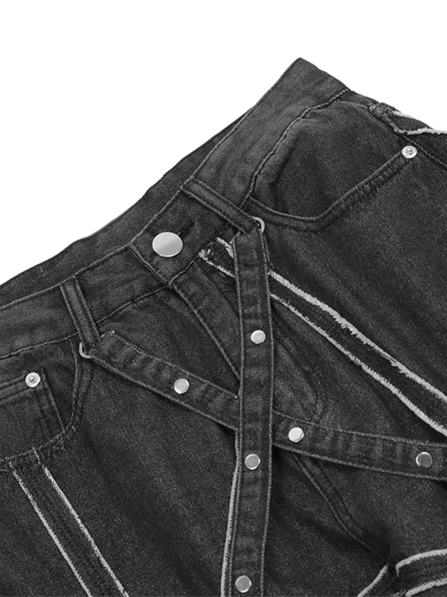 Thesupermade High Street Hip-Hop Spider Web Denim Pants-1512 Xokool ®