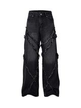 High Street Hip Hop Washed Distressed Jeans Streetwear