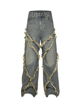 High Street Hip Hop Washed Distressed Jeans Streetwear