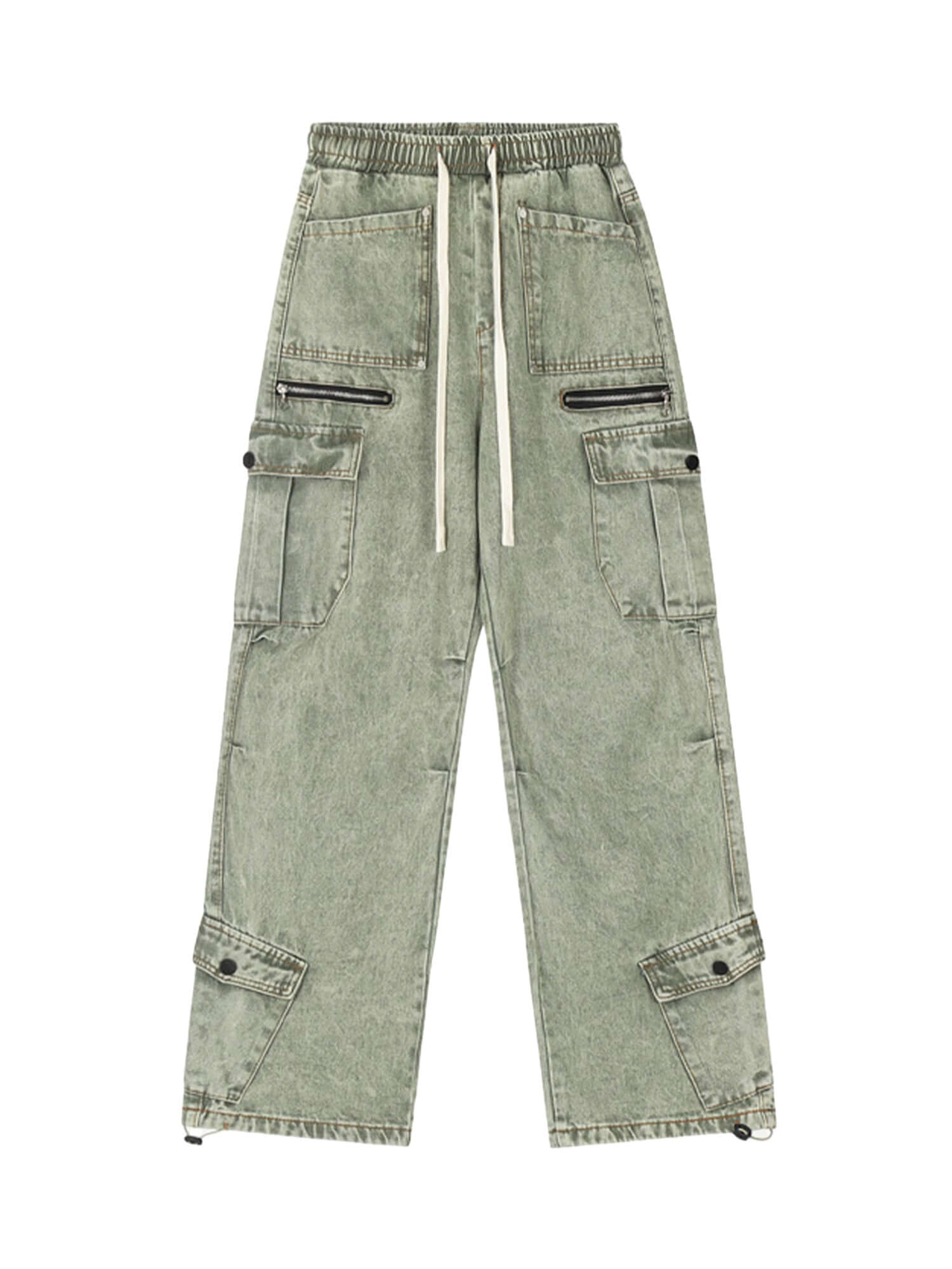 High Street Loose Elastic Waist Drawstring Trousers Streetwear