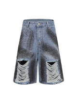 High Street Washed Distressed Denim Shorts Streetwear