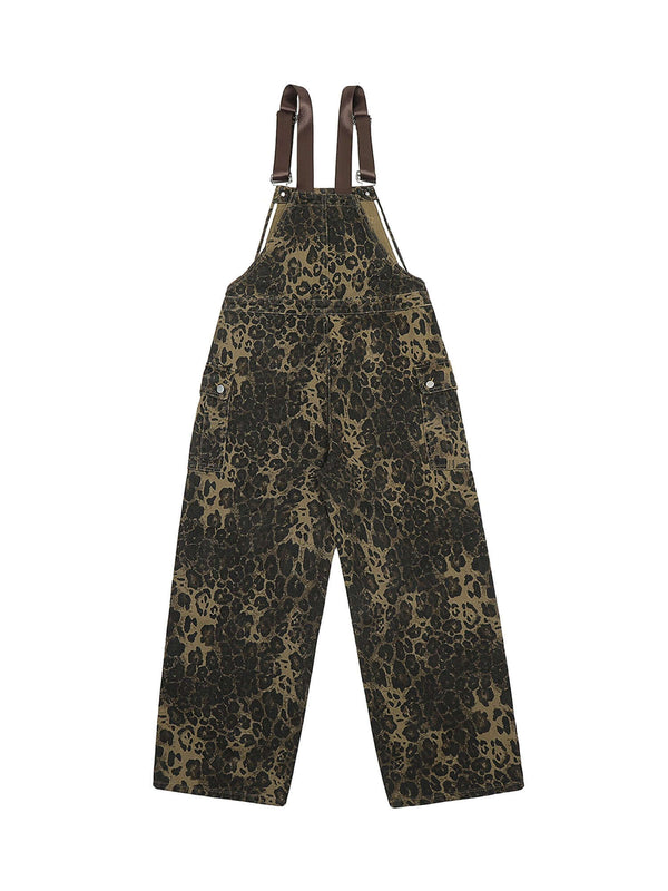Leopard Print Street Style Workwear Overalls Streetwear