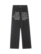 Letter Embroidery Hip Hop Washed Jeans Streetwear