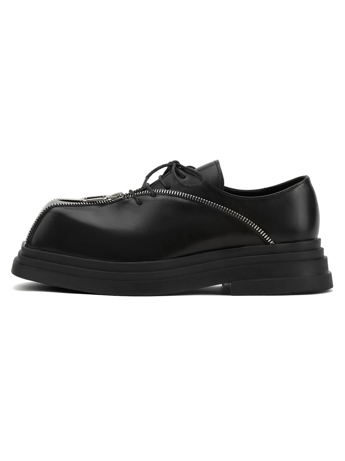 Punk Personality Zipper Design Leather Shoes Streetwear