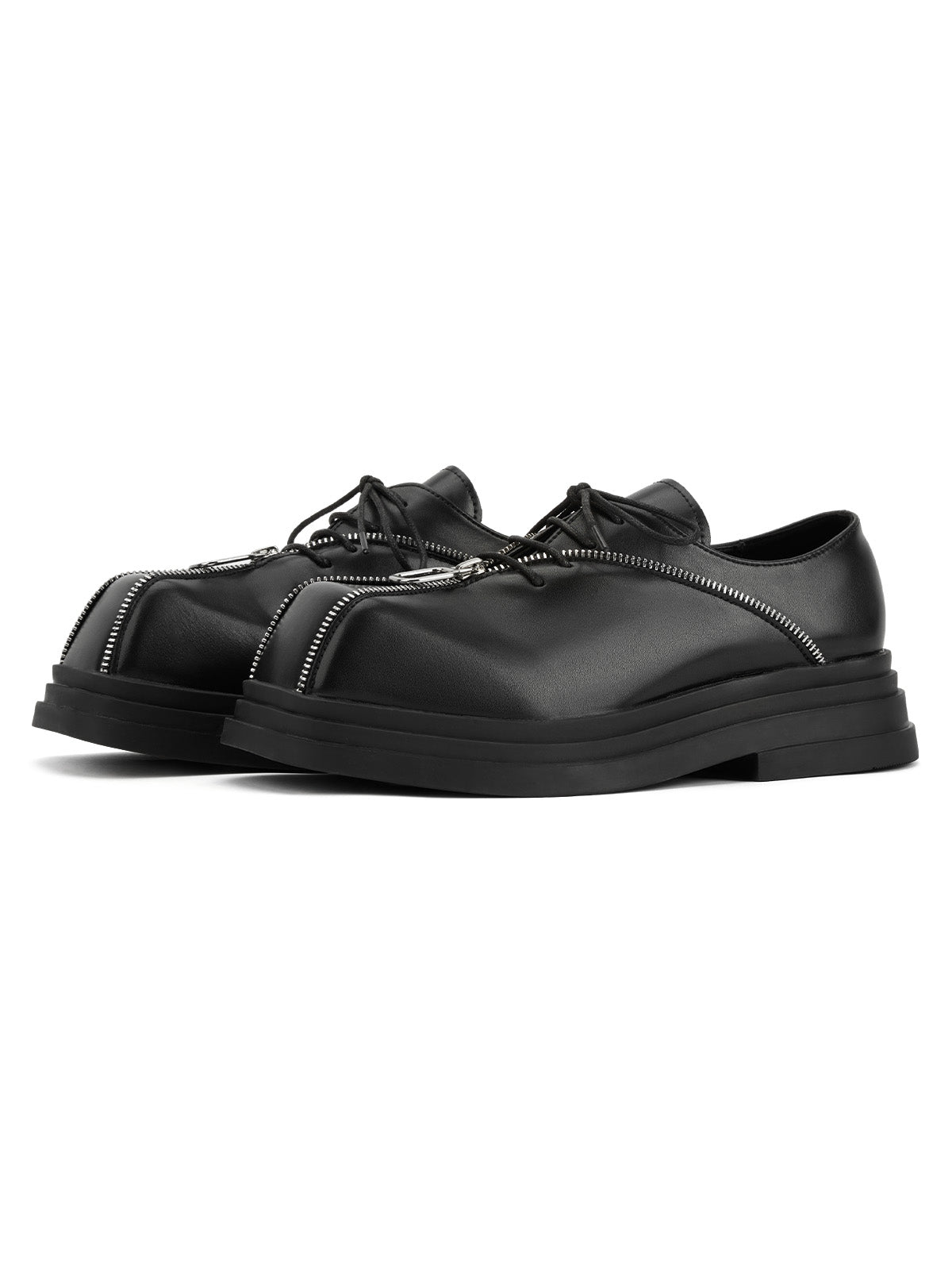 Punk Personality Zipper Design Leather Shoes Streetwear