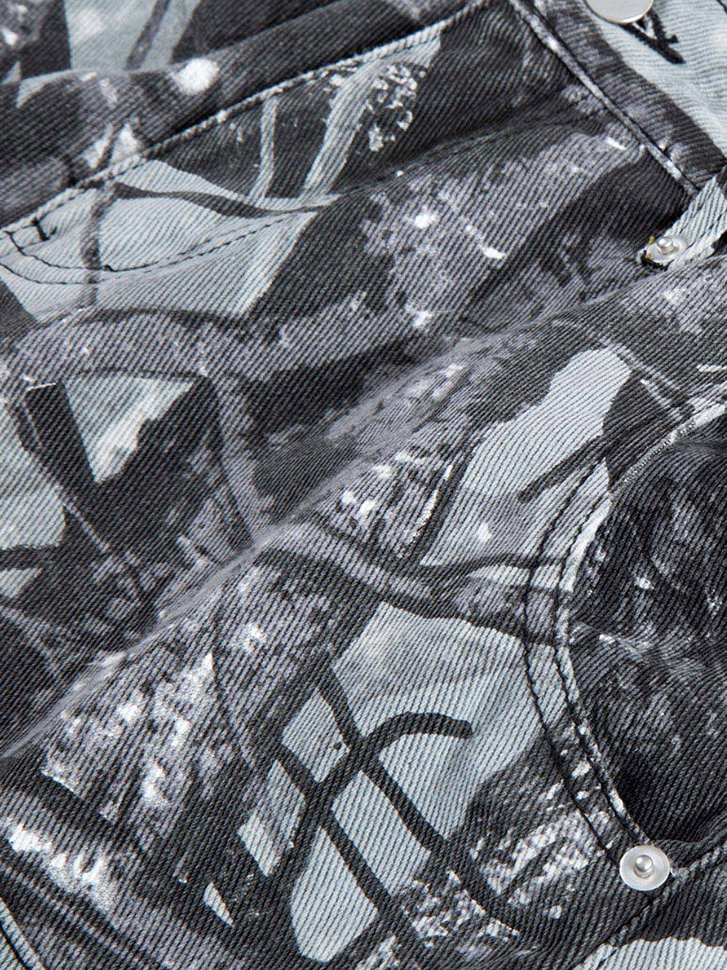 Retro Distressed Camouflage Workwear Hip Hop Shorts Streetwear