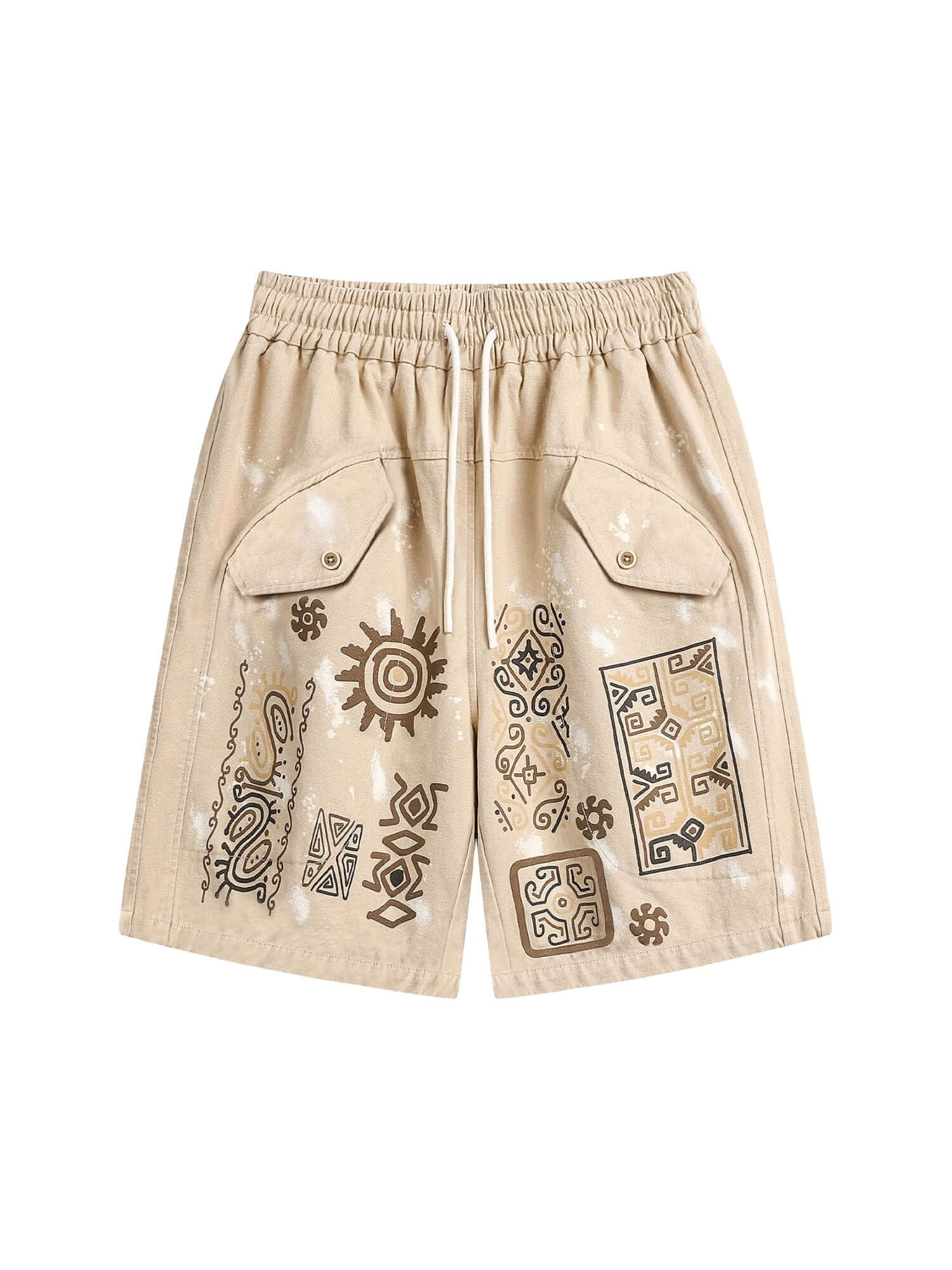 Retro Hieroglyphic Pattern Hip Hop Shorts Streetwear