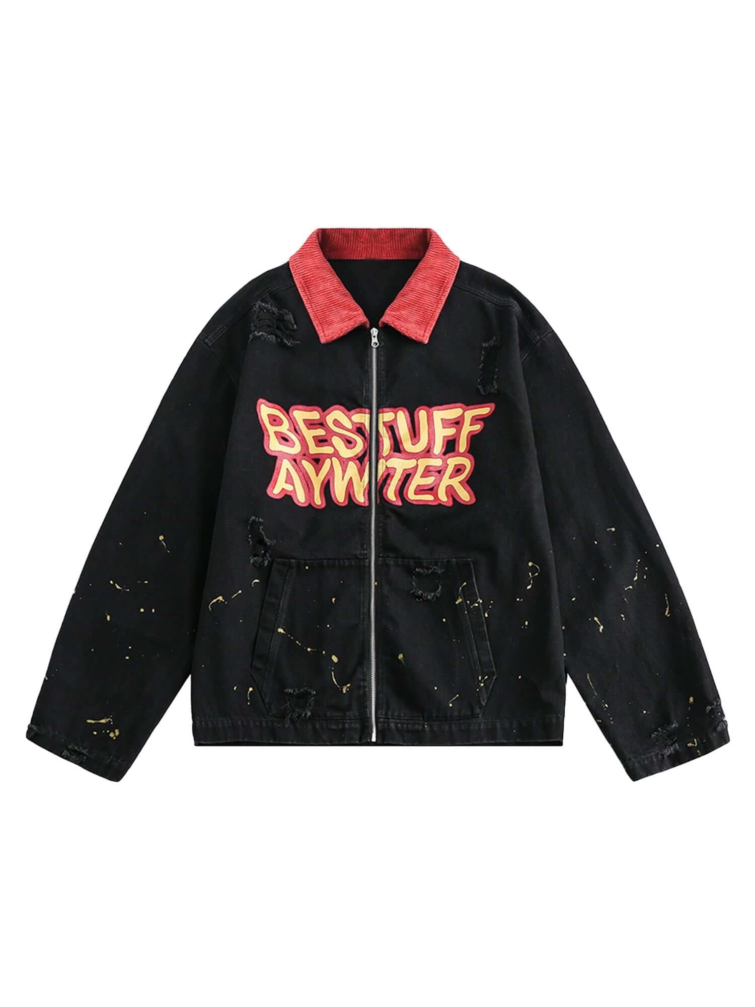 Retro Patchwork Letter Denim Jacket Streetwear