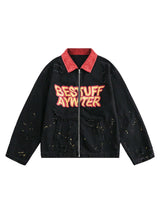 Retro Patchwork Letter Denim Jacket Streetwear