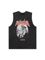 Retro Washed Character Thorns Street Rap Vest Streetwear
