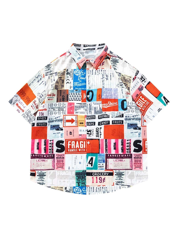 Street Full Printed Short sleeved Shirts Streetwear