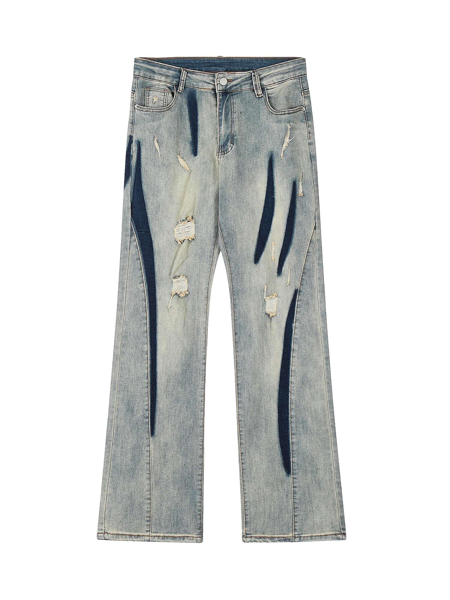 Vintage Washed Split Structure Hip Hop Jeans Streetwear