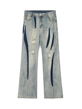Vintage Washed Split Structure Hip Hop Jeans Streetwear