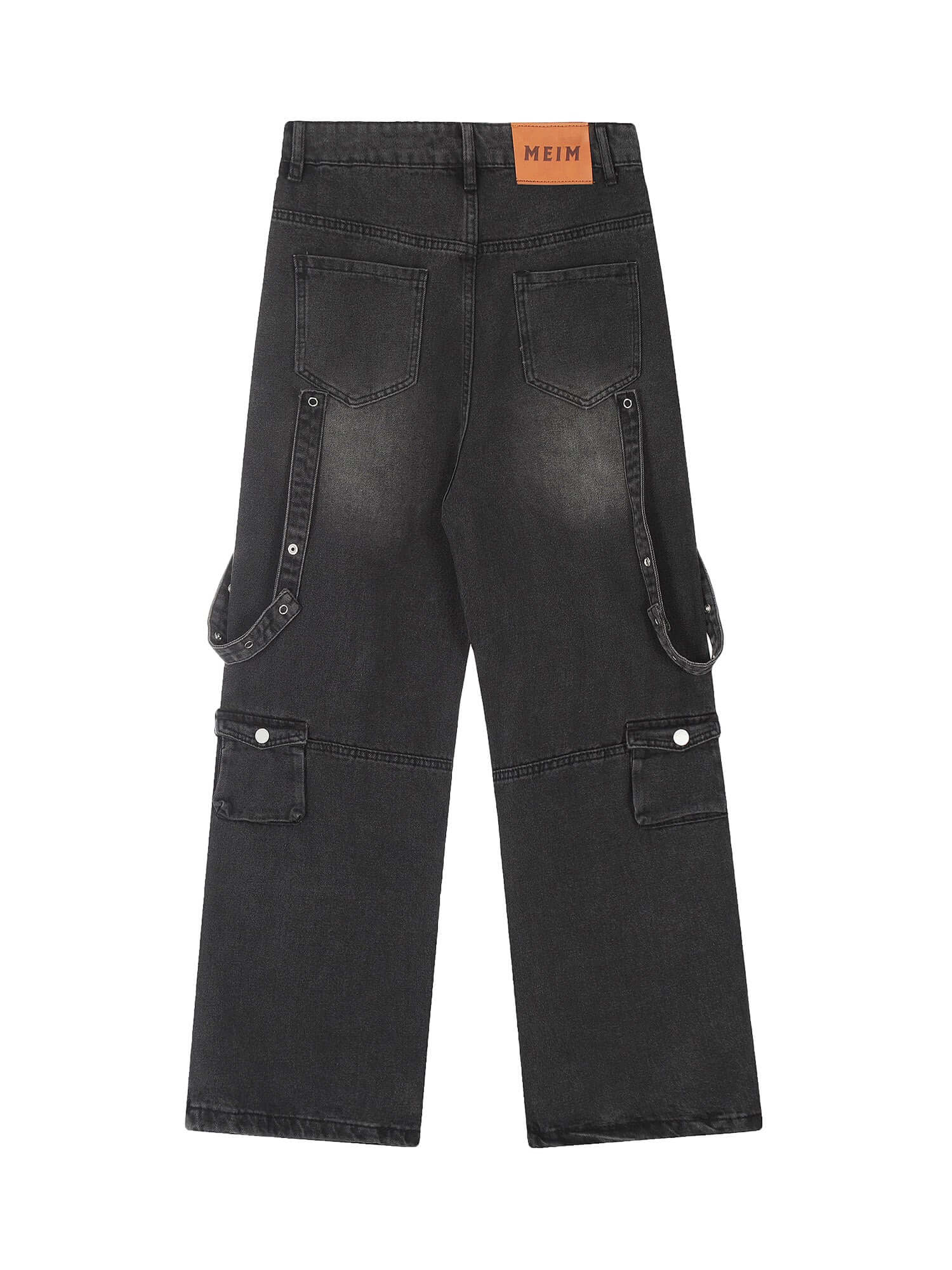 Vintage Washed Web Rivets Hip Hop Jeans Streetwear