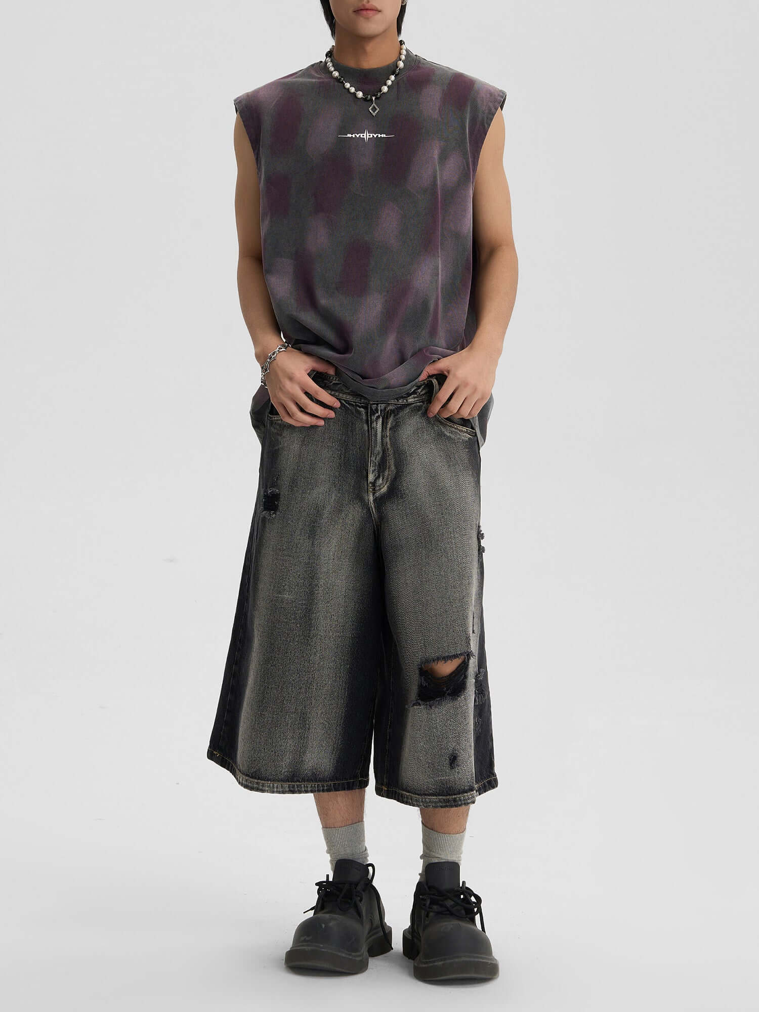 Washed Ripped Vintage Cargo Denim Jort Streetwear | Xokool®