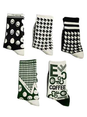 Add playful energy to your outfit with the Thousand Birds Check Smiley Face Mid-Calf Cotton Socks — designed for all-day comfort and standout style. Crafted from a soft and durable cotton blend, these socks feature a fun polka dot pattern, reinforced heel