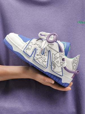Skate Sneakers mit Buchstaben – in der Hand gehalten, blau/lila | XoKool
