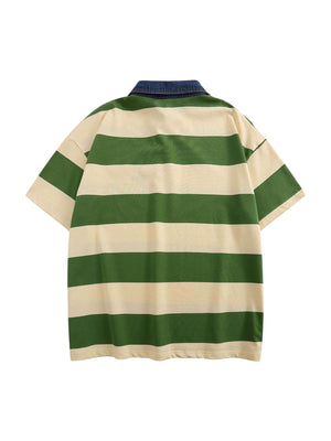 Bring timeless flair to your wardrobe with the Vintage Color Striped Polo Shirt. Made from a breathable cotton blend, this short-sleeved polo features a classic chest pocket, ribbed collar and cuffs, and a vibrant striped pattern that adds a retro touch t