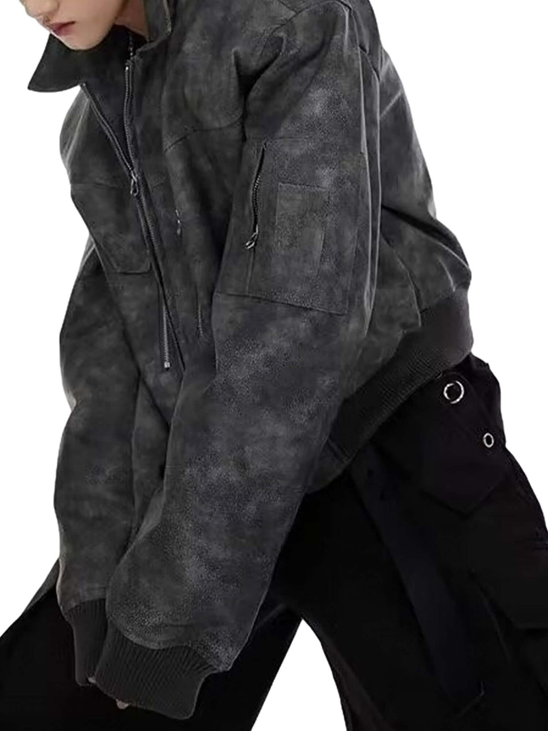 Channel raw attitude with the Vintage Motorcycle Suede Street Rap Jacket — a bold blend of retro biker style and modern streetwear flair. Crafted from durable denim with a suede-like finish, this jacket features a distressed look, front zipper closure, ri