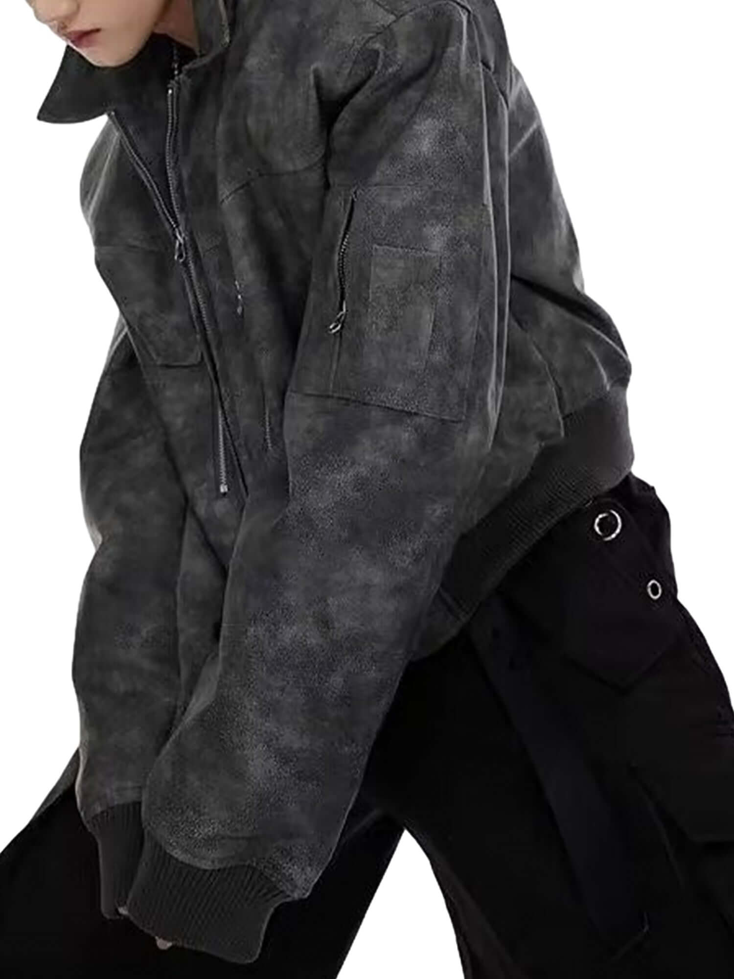 Channel raw attitude with the Vintage Motorcycle Suede Street Rap Jacket — a bold blend of retro biker style and modern streetwear flair. Crafted from durable denim with a suede-like finish, this jacket features a distressed look, front zipper closure, ri