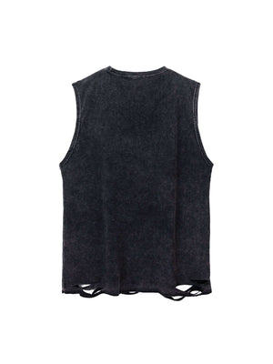Add raw energy to your streetwear lineup with the Vintage Metallic Phantom Letter Distressed Washed Vest. Crafted from a soft and breathable cotton blend, this sleeveless vest features bold metallic-inspired graphic prints and distressed washed details fo